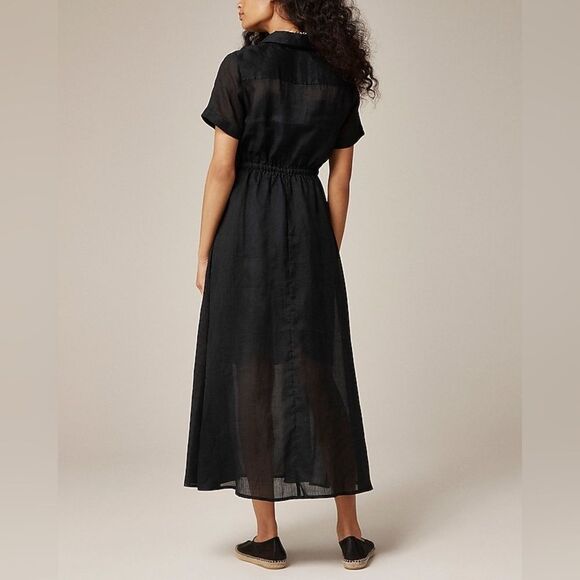 J Crew Tall Cerise Shirtdress in Ramie Size 10T (Tall) in Black NWT - Picture 3 of 16